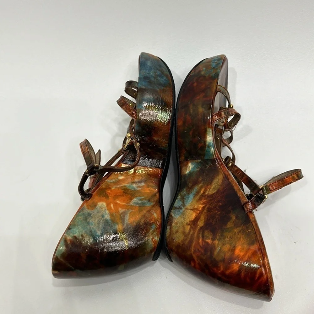 Stuart Weitzman Strappy wedge sandals orange and blue size 38